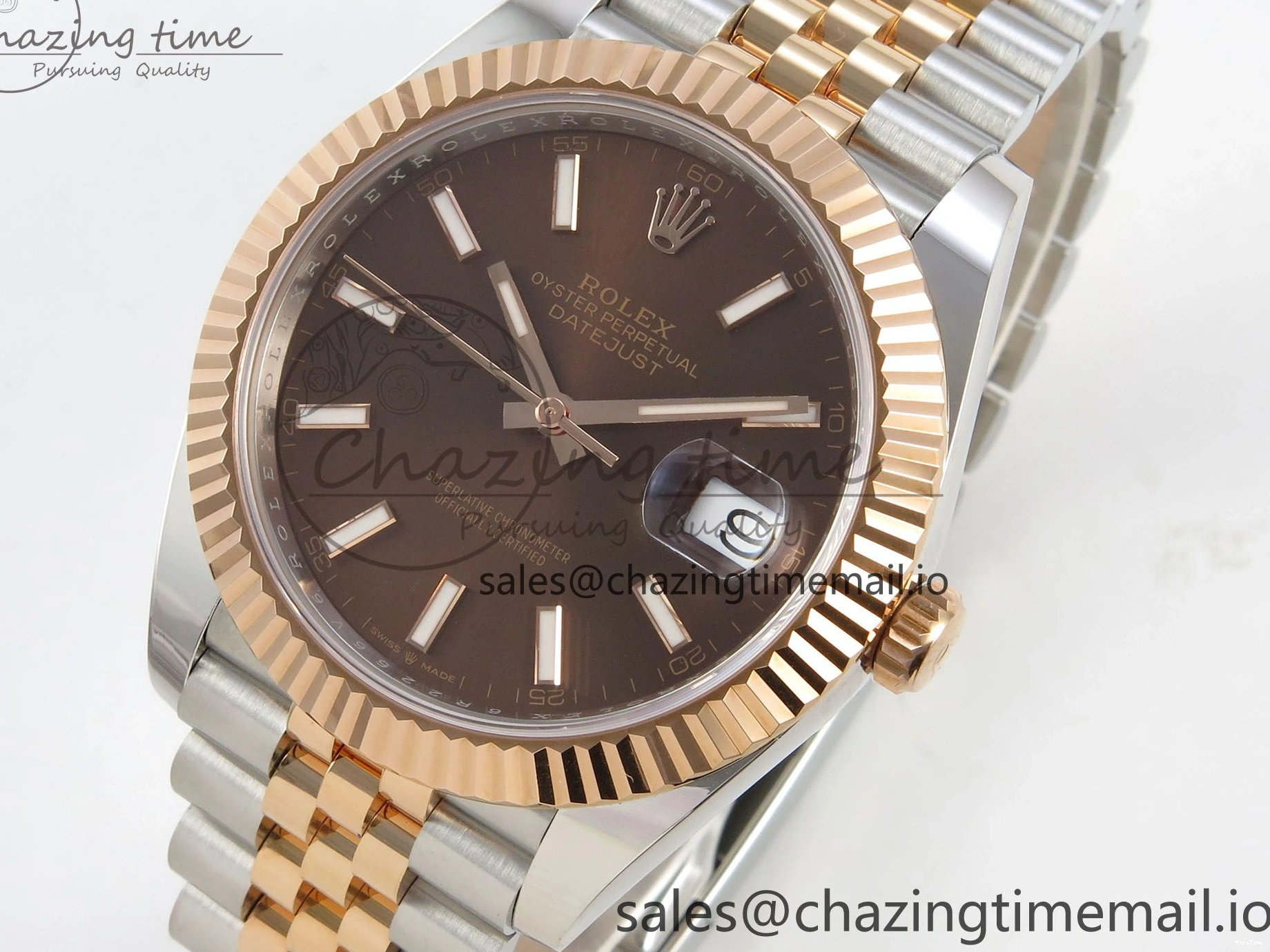 MiroTime 0202 DateJust 41 126331 SS RG ARF 1:1 Best Edition Brown Stick Dial on Jubilee Bracelet SH3235 (Weighted) TopPick 196
